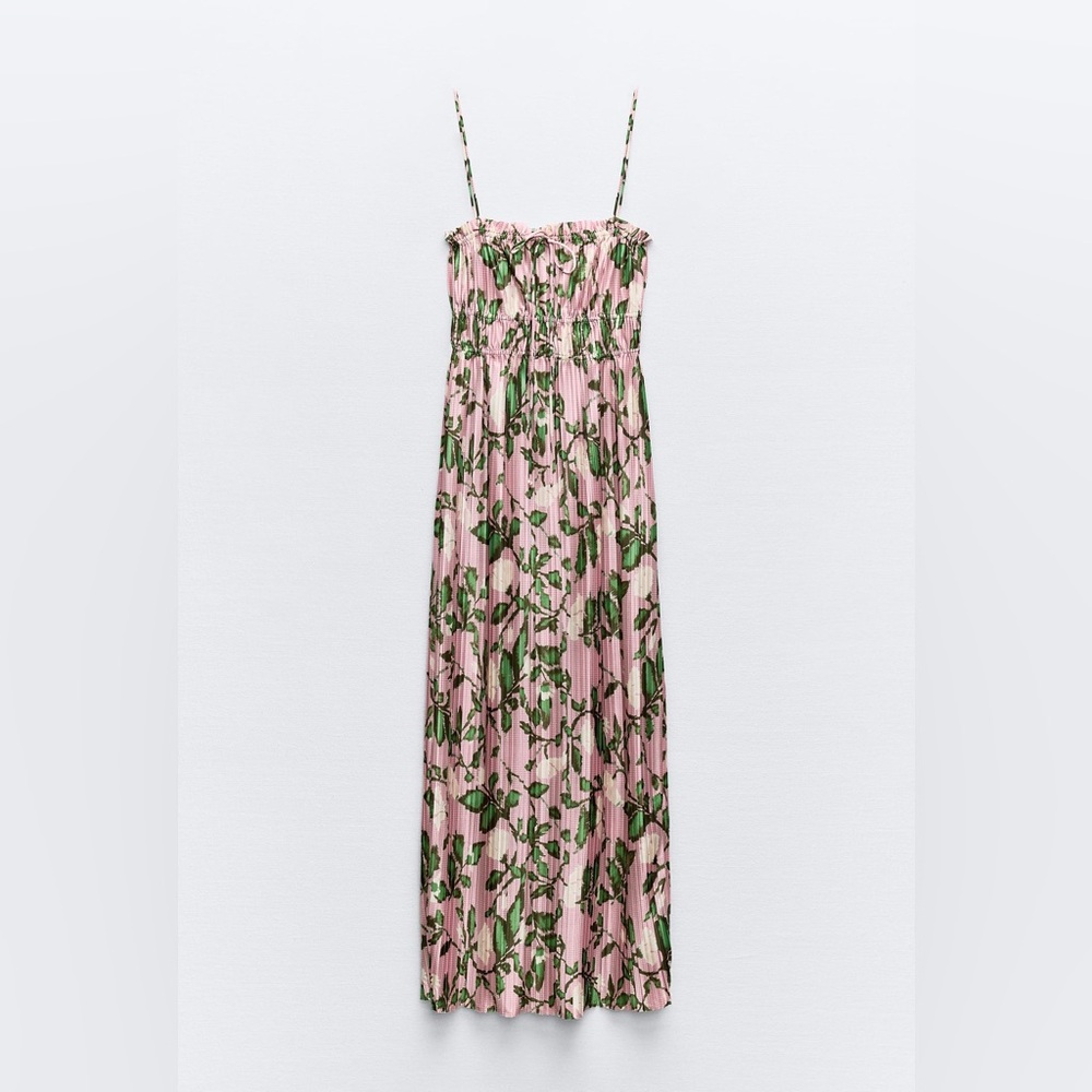 Zara printed pleated dress
